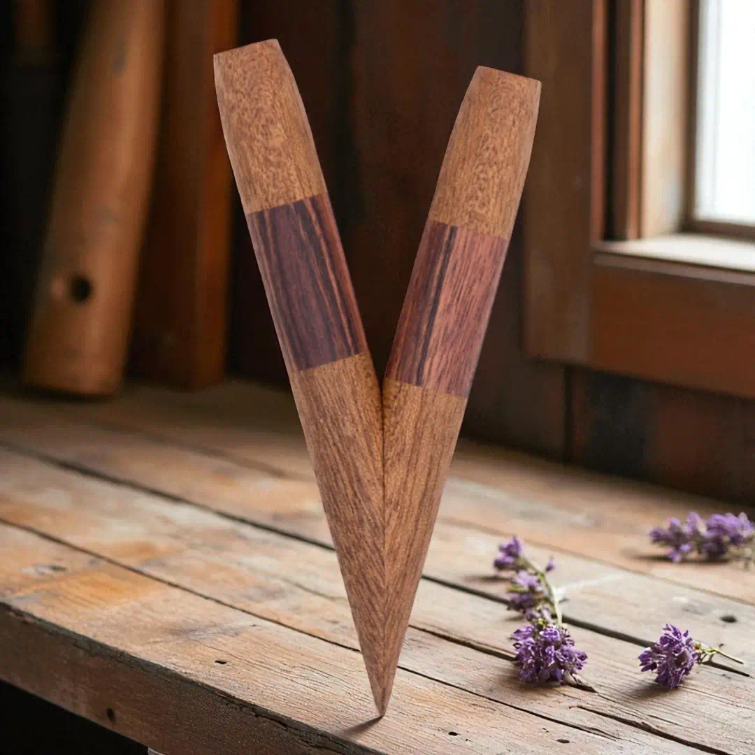 Kuripe aus Mahagoni und Königsholz Rückseite