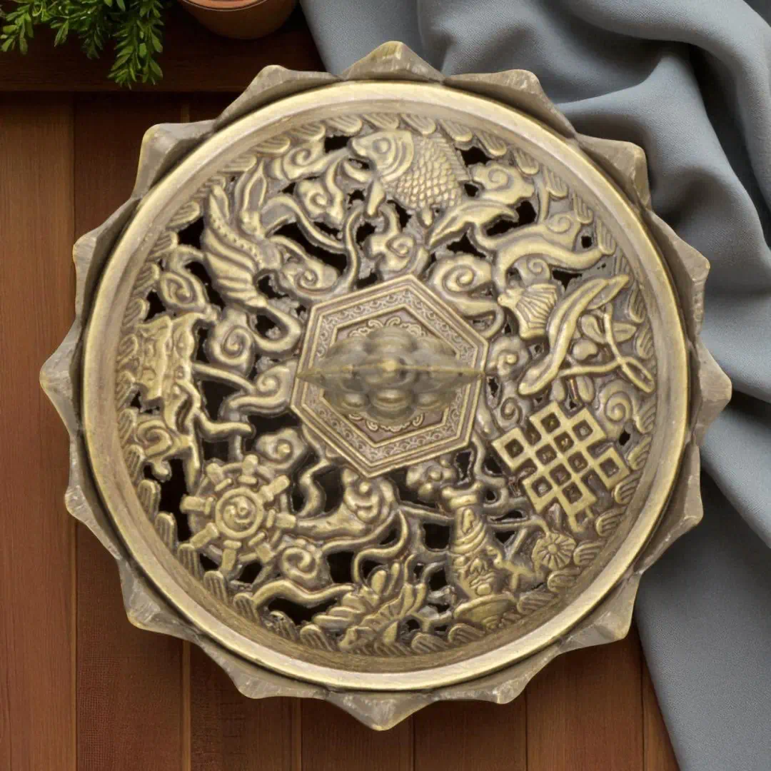 räucherschale lotus bronze von oben 1