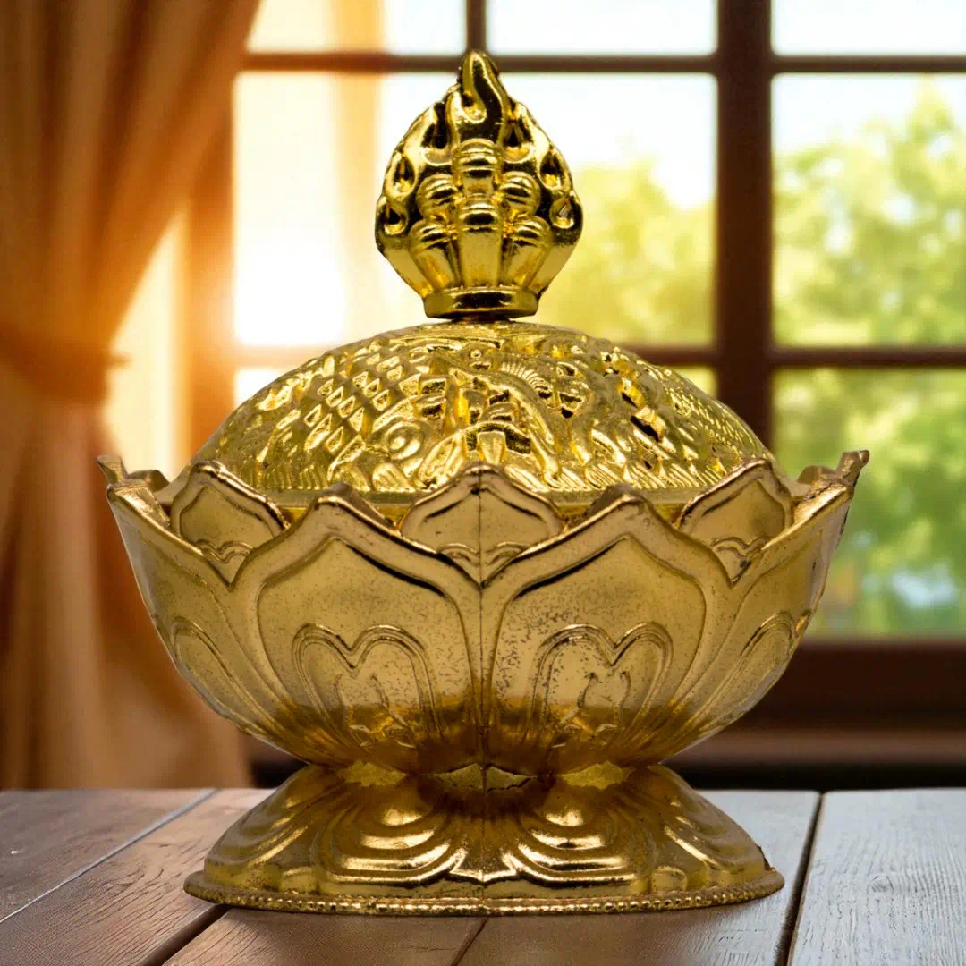 räucherschale lotus gold frontal