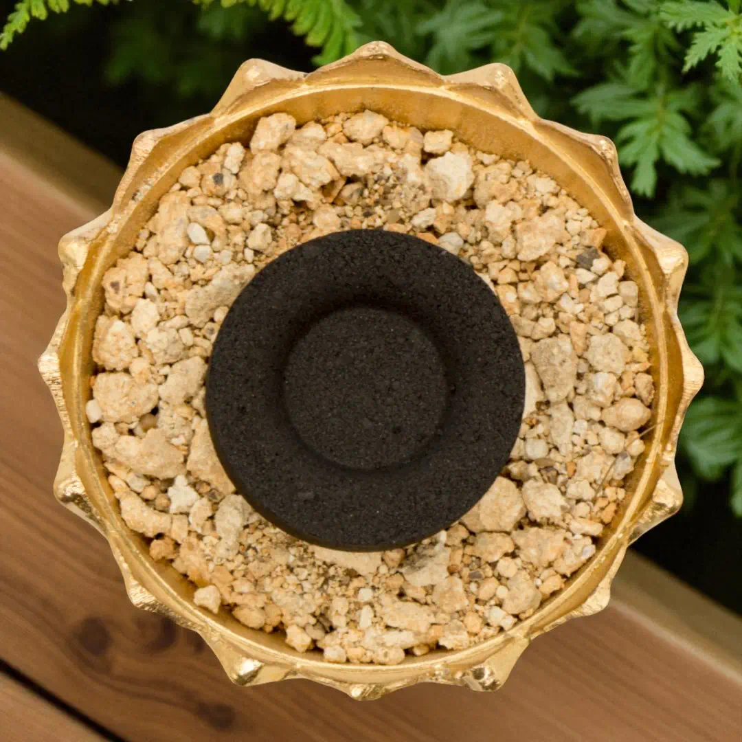 räucherschale lotus von oben mit kohle 2