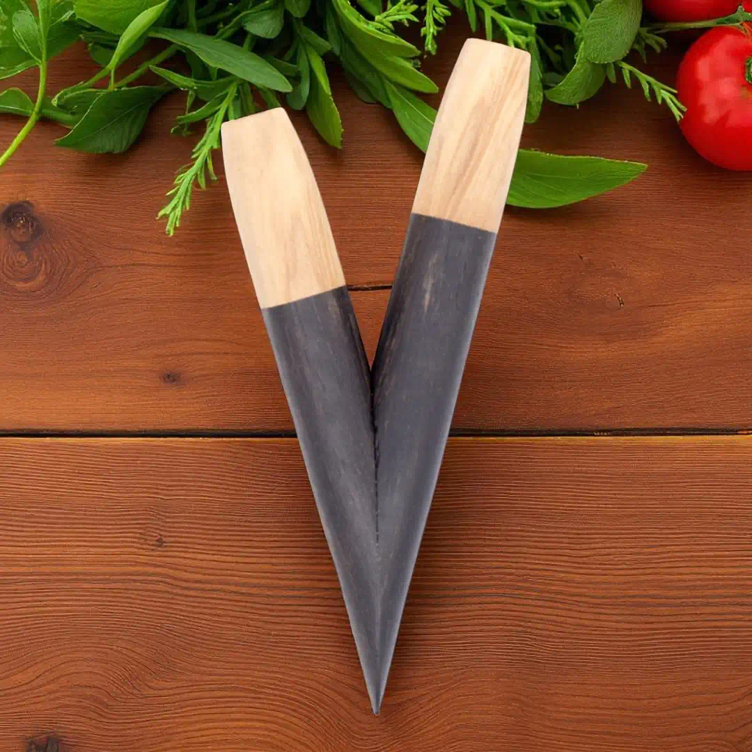 Kuripe aus Ebenholz und Olive Rückseite