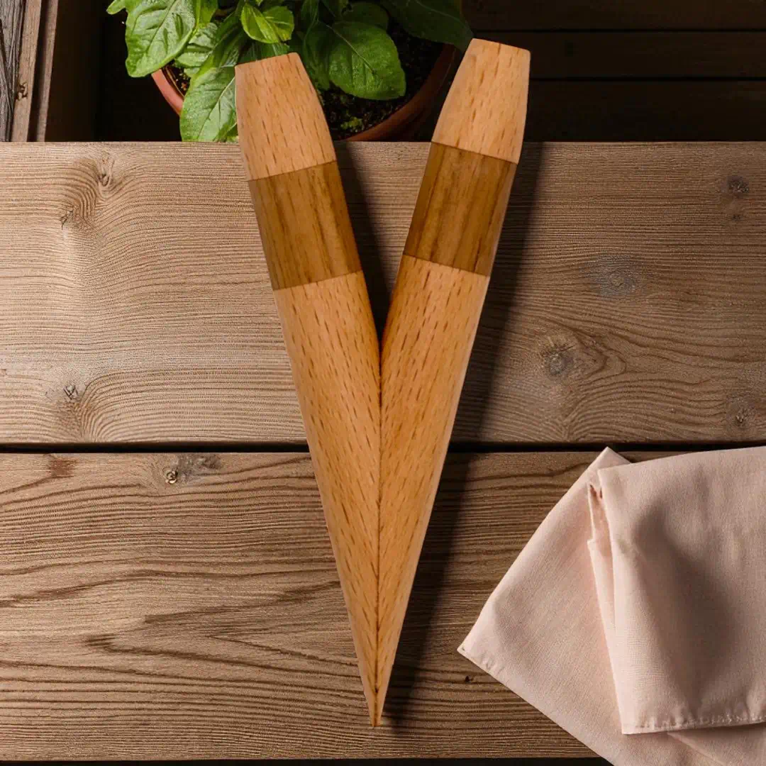 Kuripe aus Buche und Walnuss Rückseite