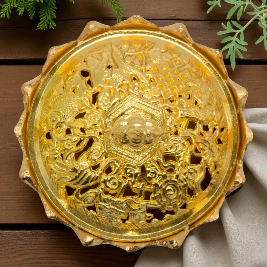 räucherschale lotus gold von oben 1